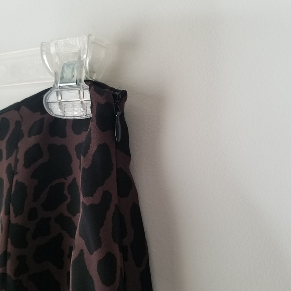 Harold's 100% Silk Brown Leopard Print Skirt Size 8 Pleated Hem - Picture 5 of 11
